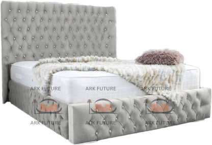 Eleganza Plush 4-Inch Bed Frame with Curved Headboard