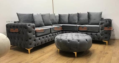 Zippy Corner Sofa in Plush Velvet Fabric