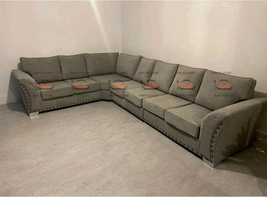 Inca L Shape Sofa in Plush Velvet Fabric
