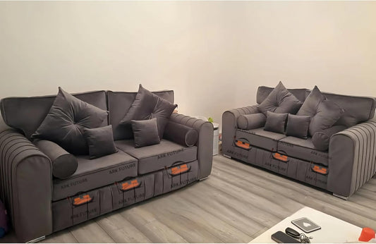 Ugo 3 plus 2 seater Sofa in Plush Velvet Fabric