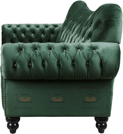 Siena Italian Chesterfield Green Velvet Sofa – Tufted Luxury for Living Room, Bedroom & Office