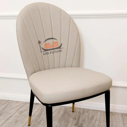 Set of 2 Etta PU Leather Dining Chairs – Spade Backrest, Metal Legs, Upholstered