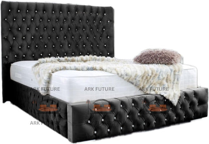 Eleganza Plush 4-Inch Bed Frame with Curved Headboard