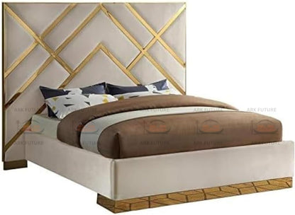 Serena Upholstered Bed Frame with Stylish Headboard, Sturdy Wooden Legs, Modern