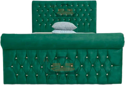 Aveline Upholstered Bed Frame with Velvet or Fabric Finish