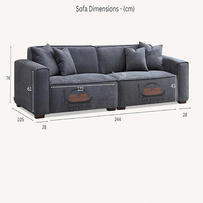 Dakota 4-Seater Sofa with Chaise, Boucle Upholstery, Spacious & Stylish Design(Pebble)