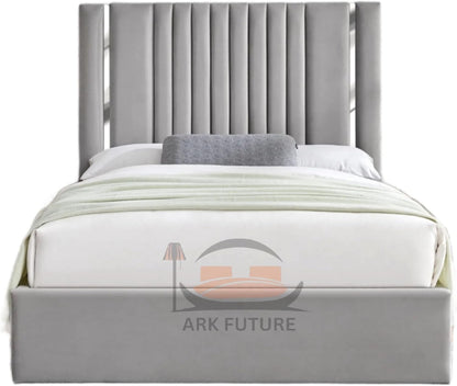 Cambridge Velvet Ottoman Storage Bed with Chrome Detailing