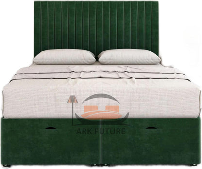 Sleek Ottoman Plush Fabric Bed Frame with Storage