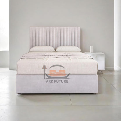 Plush Velvet Bed Frame with Storage and Upholstered Headboard