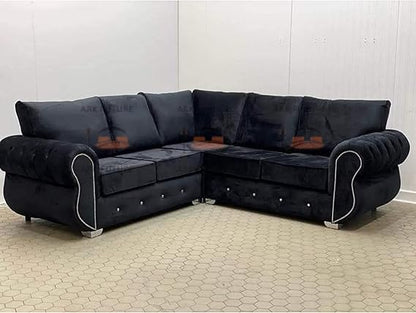 Pero Corner Sofa in Plush velvet Fabric