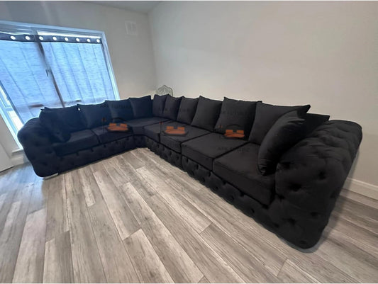 Parker Elegant Plush Velvet  L Shape Corner Sofa