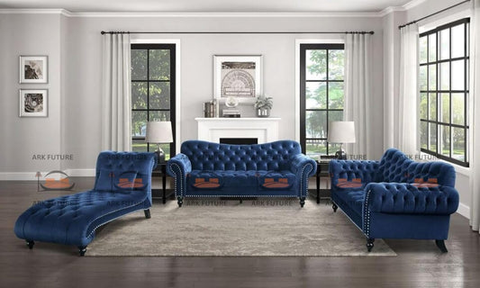 Siena Italian Chesterfield Blue Velvet Sofa – Tufted, Luxurious & Comfortable