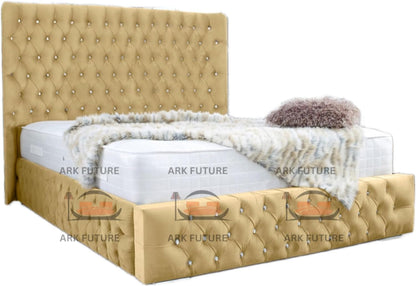 Eleganza Plush 4-Inch Bed Frame with Curved Headboard