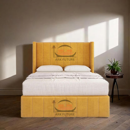 Haven Upholstered Wingback Bed Frame with 2 Storage Drawers & 54" Headboard in Plush Velvet