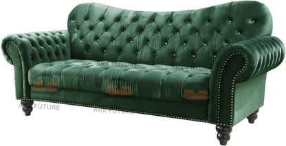 Siena Italian Chesterfield Green Velvet Sofa – Tufted Luxury for Living Room, Bedroom & Office