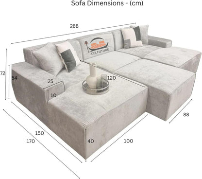 Atlanta U-Shape Modular Sofa - Adjustable, Modern Fabric Sectional