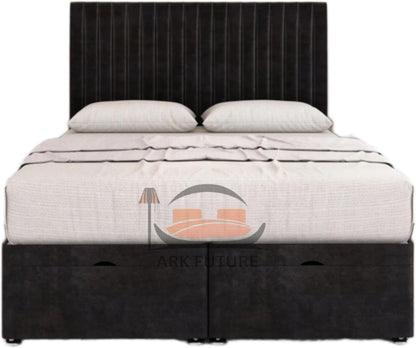 Sleek Ottoman Plush Fabric Bed Frame with Storage