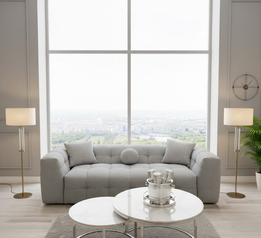 Amsterdam Teddy Boucle Bubble Fabric 3-Seater Sofa with Chunky Cube