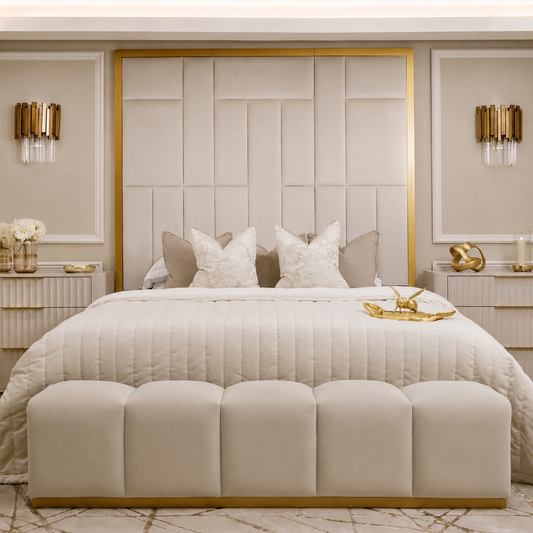 Royal Raimant Traditional Wood Panel Bed Frame – Elegant Bedroom Design