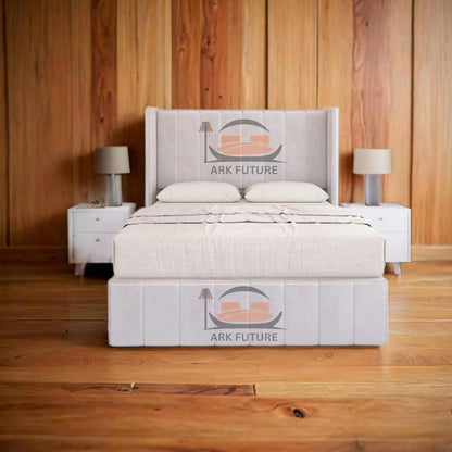 Haven Upholstered Wingback Bed Frame with 2 Storage Drawers & 54" Headboard in Plush Velvet