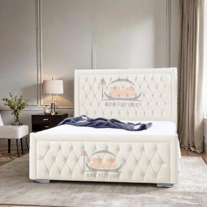 Celeste Upholstered Ottoman Bed – Velvet/Fabric Finish, Storage, Easy Lift, Stylish Headboard