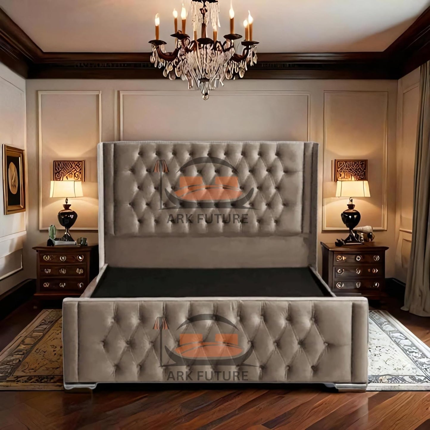 Calgary Upholstered Bed Frame | Modern Fabric Bed with Tufted Headboard