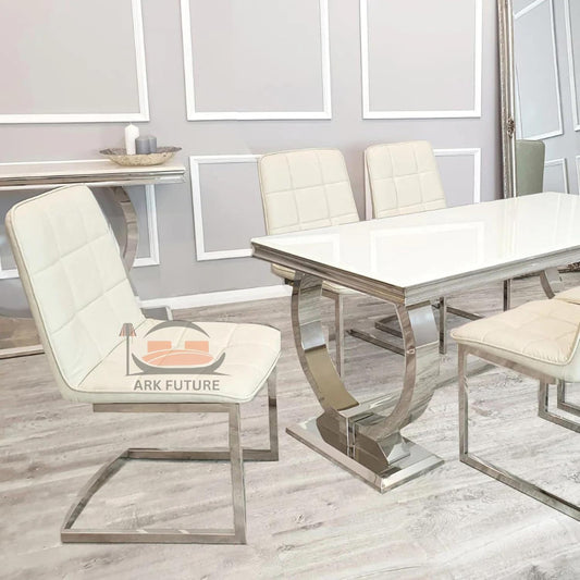 Tara Cream Faux Leather Dining Chair – Set of 4