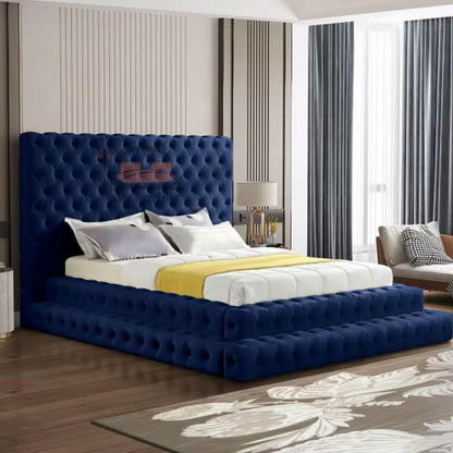 Imperial Manor Upholstered Bed Frame with Tufted Headboard and Timeless Design