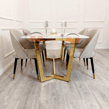 Lucien 1.8m Gold Dining Table – Pandora Sintered Stone & Gold Base