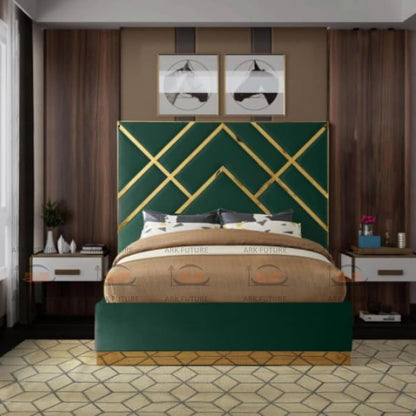 Serena Upholstered Bed Frame with Stylish Headboard, Sturdy Wooden Legs, Modern