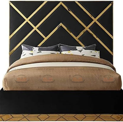 Serena Upholstered Bed Frame with Stylish Headboard, Sturdy Wooden Legs, Modern