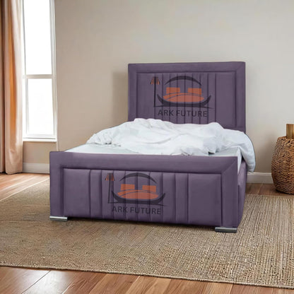 Dean Sand Upholstered Bed Frame – Modern Design, Sturdy Wood, Padded Headboard
