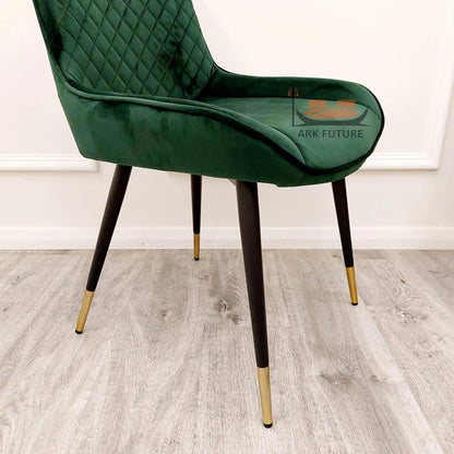 Luna Plush Velvet Dining Chairs – Set of 2, Teal with Metal Legs