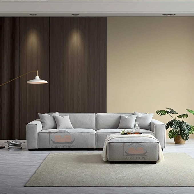 Dakota 4-Seater Sofa with Chaise, Boucle Upholstery, Spacious & Stylish Design(Pebble)
