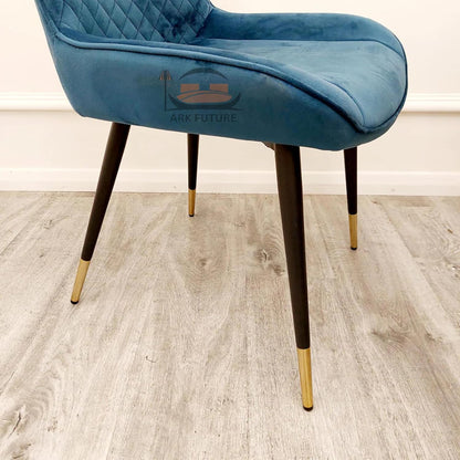 Luna Plush Velvet Dining Chairs – Set of 2, Teal with Metal Legs