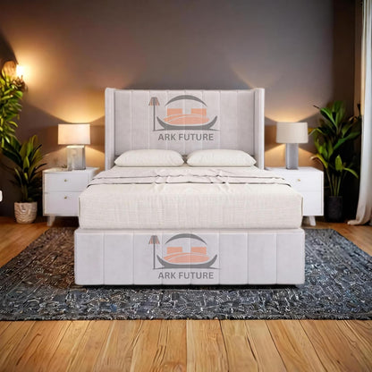 Haven Upholstered Wingback Bed Frame with 2 Storage Drawers & 54" Headboard in Plush Velvet