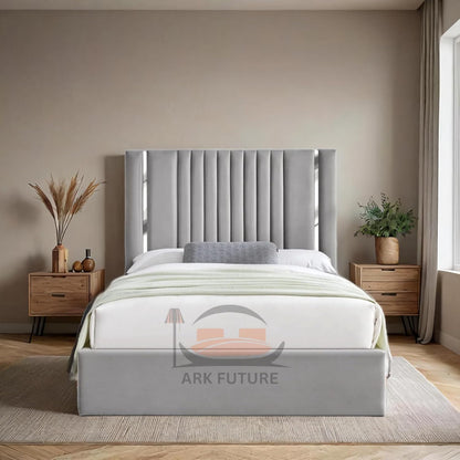 Cambridge Velvet Ottoman Storage Bed with Chrome Detailing