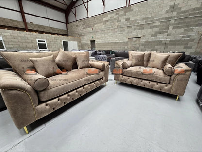Fusion Chesterfield Sofa Set 3+2 Seater Upholstered Fabric