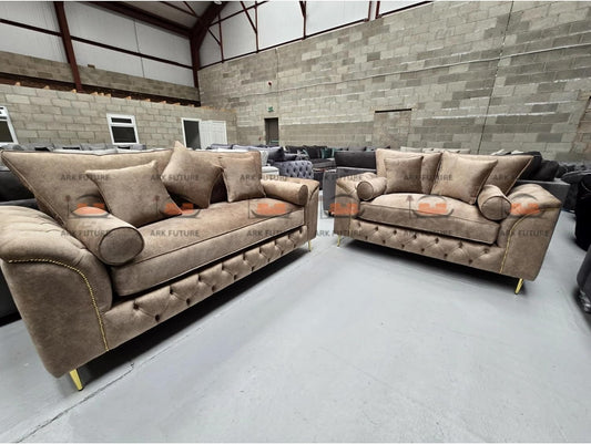 Fusion Chesterfield Sofa Set 3+2 Seater Upholstered Fabric