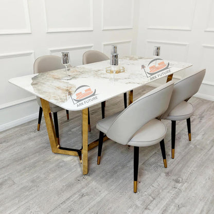 Lucien 1.8m Gold Dining Table – Pandora Sintered Stone & Gold Base