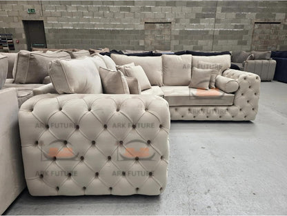 Sloane Corner Sofa in Plush Velvet Fabric
