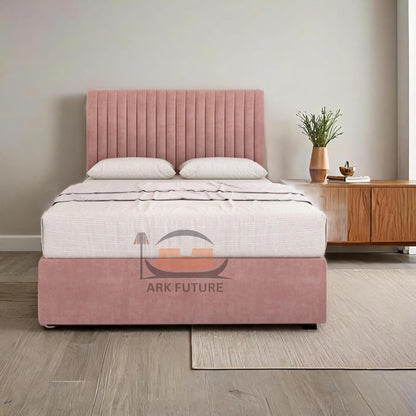 Plush Velvet Bed Frame with Storage and Upholstered Headboard