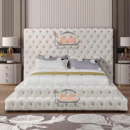 Imperial Manor Upholstered Bed Frame with Tufted Headboard and Timeless Design