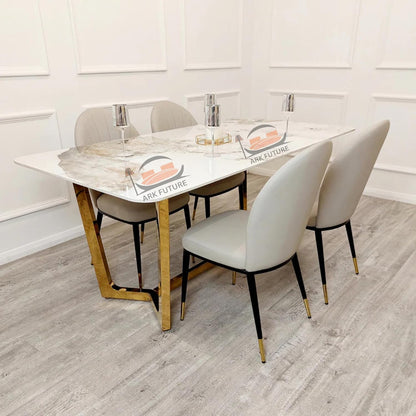 Lucien 1.8m Gold Dining Table – Pandora Sintered Stone & Gold Base