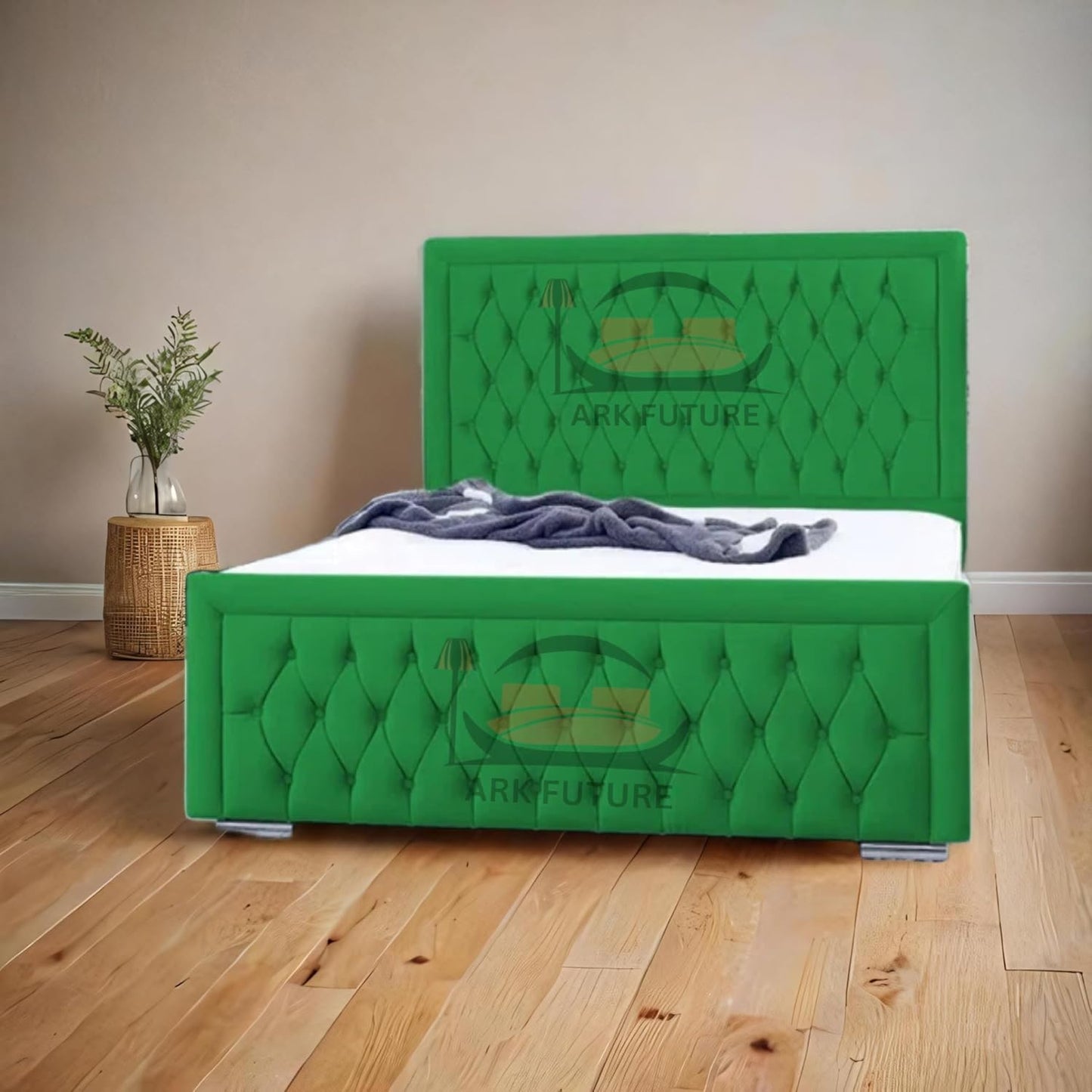 Celeste Upholstered Ottoman Bed – Velvet/Fabric Finish, Storage, Easy Lift, Stylish Headboard