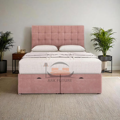 Regal Tufted Velvet Bed Frame with Footend Storage Drawers