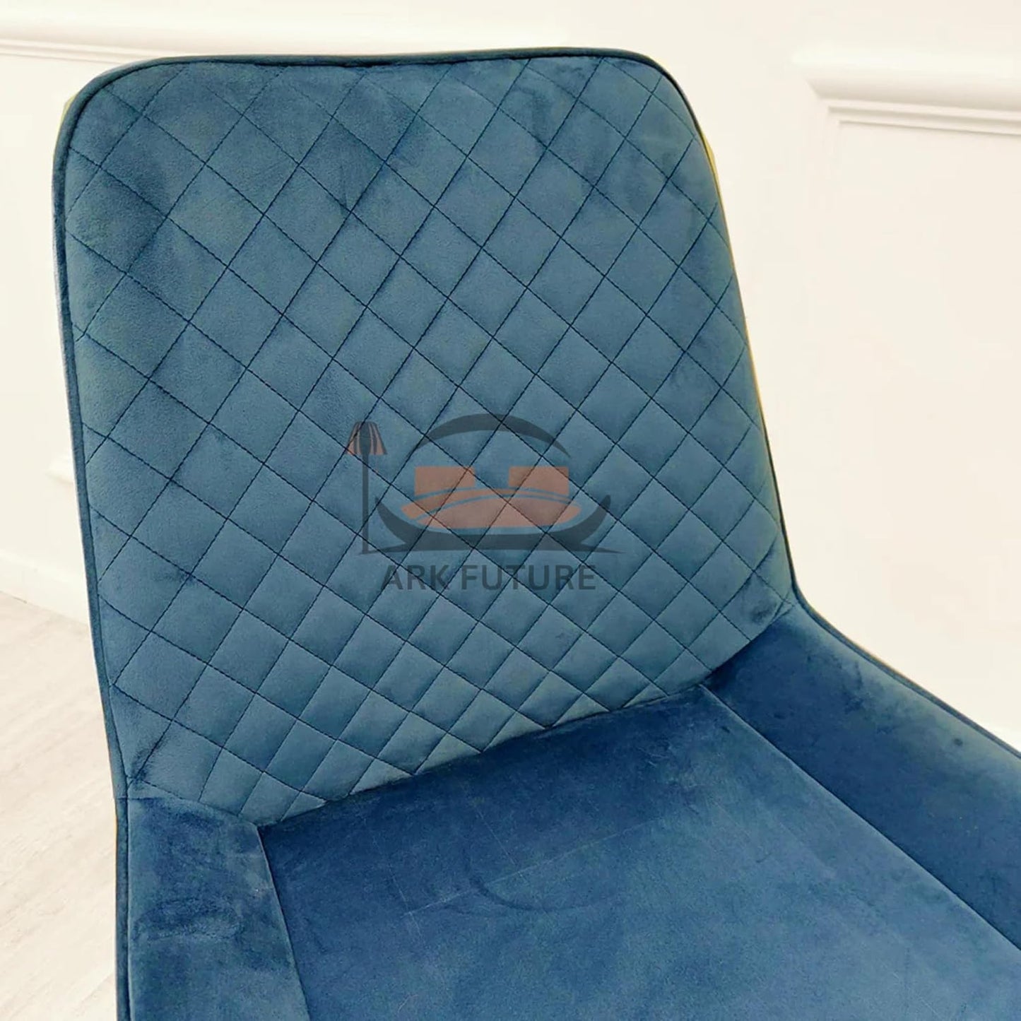 Luna Plush Velvet Dining Chairs – Set of 2, Teal with Metal Legs