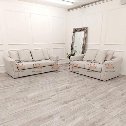 Giggle 3 Plus 2 Seater Sofa in Cream Plush Velvet Fabric