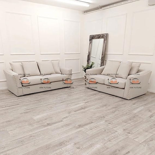 Giggle 3 Plus 2 Seater Sofa in Cream Plush Velvet Fabric