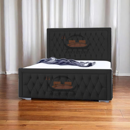 Celeste Upholstered Ottoman Bed – Velvet/Fabric Finish, Storage, Easy Lift, Stylish Headboard